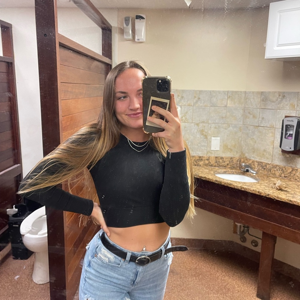 Blue Blush Elegant Black Crop Top